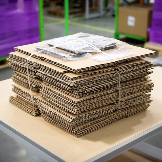 Stack of corrugated cartons and protective packaging arranged on a clean warehouse table