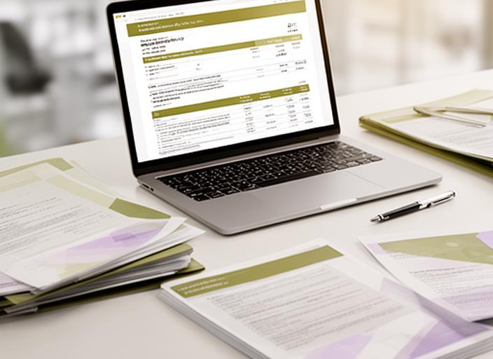 Business buyers reviewing quote terms on a laptop beside printed order documents in a bright office